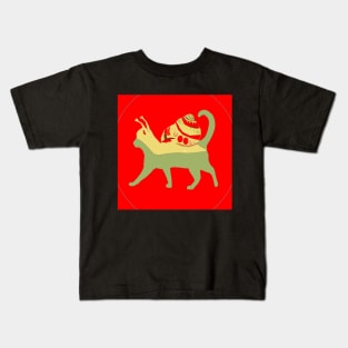 SNAIL CAT RED Kids T-Shirt